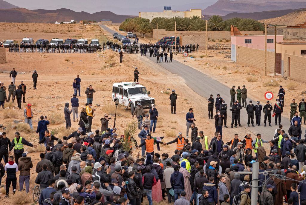 Seguridad marroquí cuida la frontera ante una protestas contra Argelia