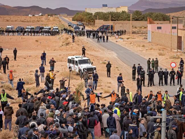Seguridad marroquí cuida la frontera ante una protestas contra Argelia