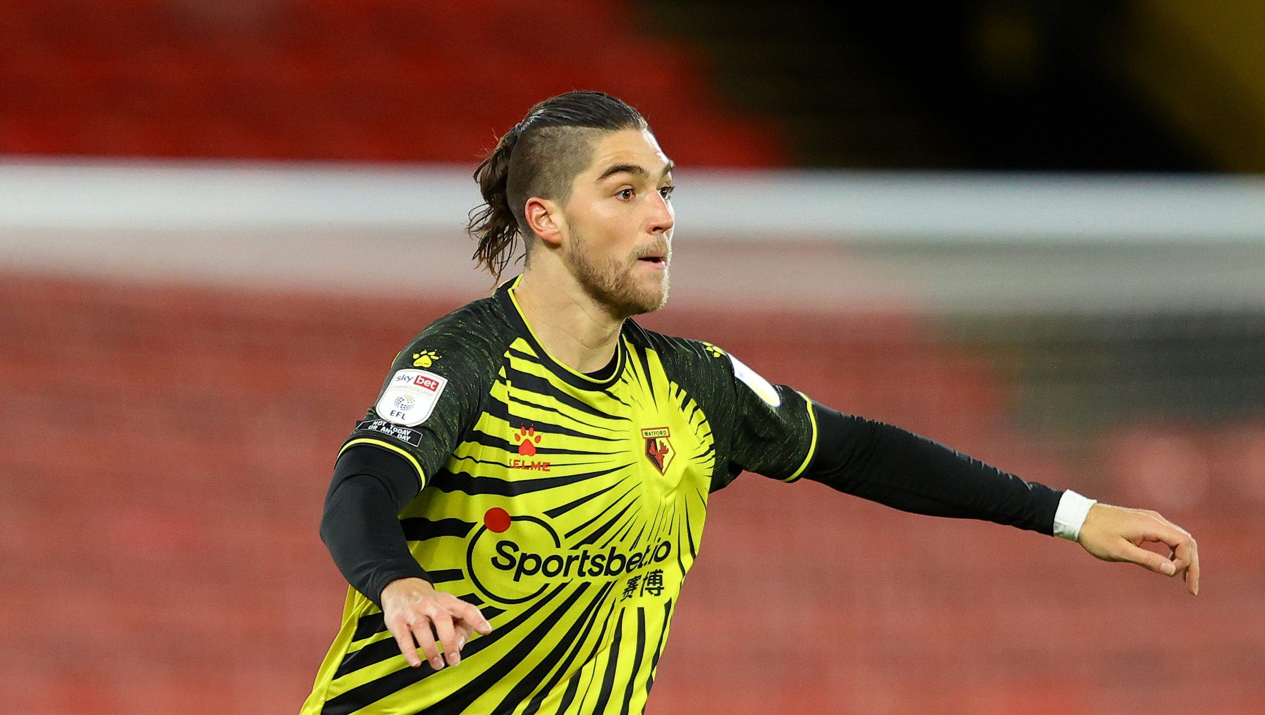 WATFORD, ENGLAND - DECEMBER 26: Francisco Sierralta of Watford in action during the Sky Bet Championship match between Watford and Norwich City at Vicarage Road on December 26, 2020 in Watford, England. (Photo by Richard Heathcote/Getty Images)