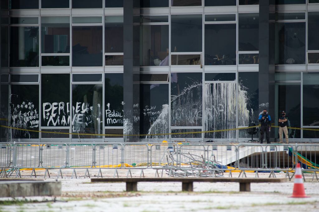 Daños provocados por los grupos de ultraderecha en la capital de Brasil