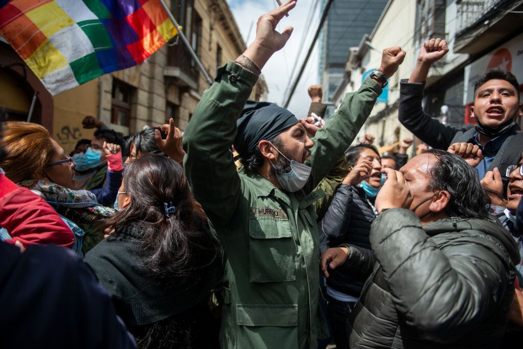 Manifestantes piden la condena de Jeanine Añez en la ciudad de La Paz