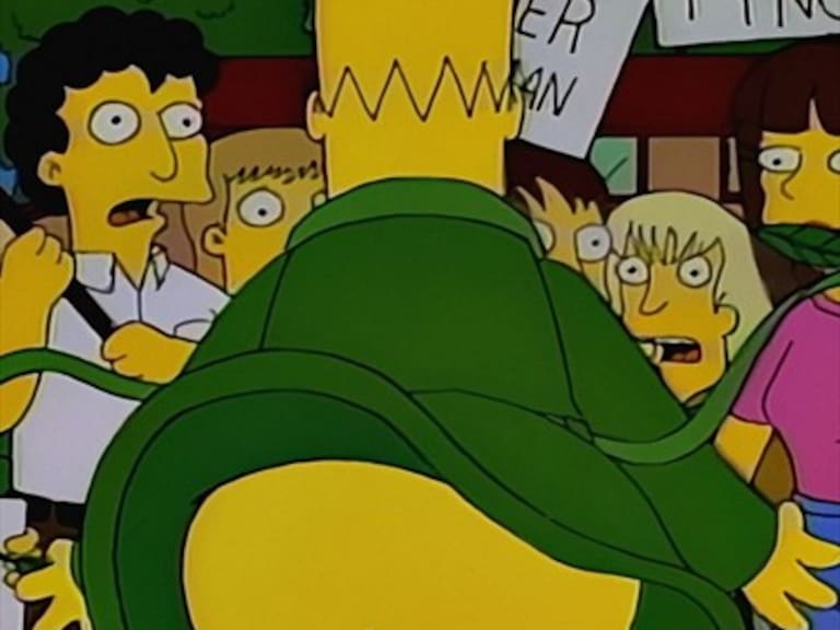 Afiche que alude a Los Simpson se robó las miradas en la marcha por el Día de la Mujer