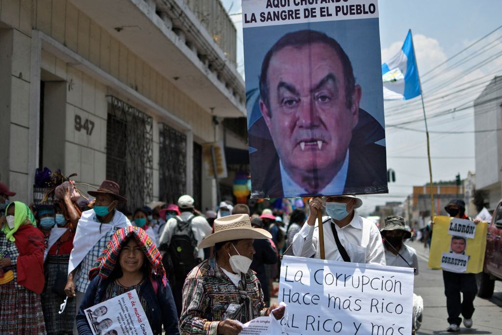 Protesta contra el gobierno de Alejandro Giammattei en Ciudad de Guatemala