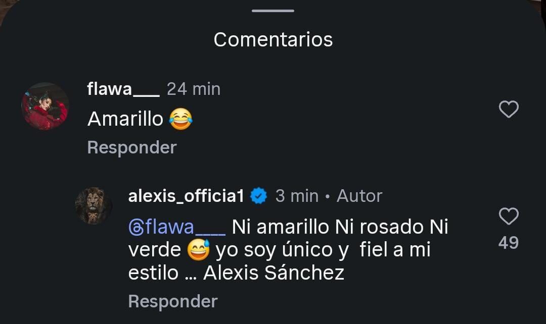 Alexis Sánchez le responde a un seguidor en Instagram.