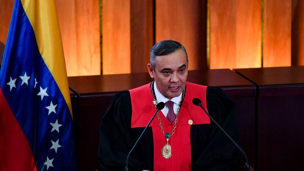 The president of the Supreme Court of Justice Maikel Moreno, delivers his speech during the opening ceremony of the judicial year at the Supreme Court of Justice in Caracas, on January 31, 2020. (Photo by Yuri CORTEZ / AFP) (Photo by YURI CORTEZ/AFP via Getty Images)