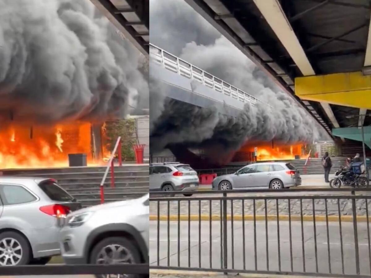 Reportan impactante incendio a las afueras de la estación Escuela Militar del Metro de Santiago: las llamas ya fueron controladas