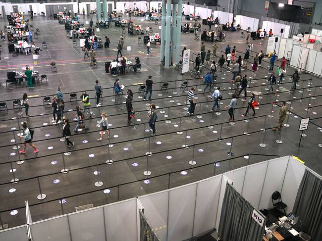 Un centro para vacunación masiva en Nueva York