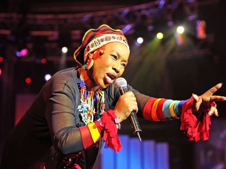 31 October 2007. South Africa. South African singer, dancer and composer, Busi Mhlongo, performing live on stage.