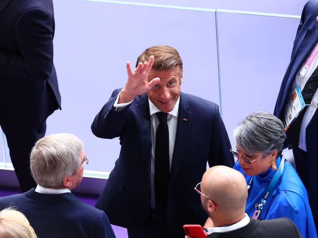 El presidente de Francia, Emmanuel Macron, durante la ceremonia de cierre de los Juegos Olímpicos de París 2024