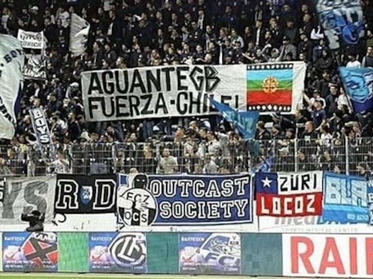 «Fuerza Chile, Aguante GB»: Hinchas del FC Zürich desplegaron lienzo en apoyo a Chile