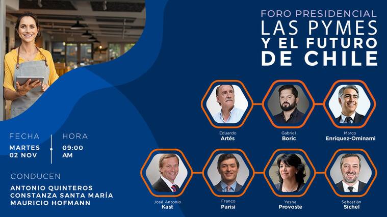 Este martes 2 de noviembre, desde las 9:00 de la mañana, se realizará el foro presidencial Las Pymes y el Futuro de Chile