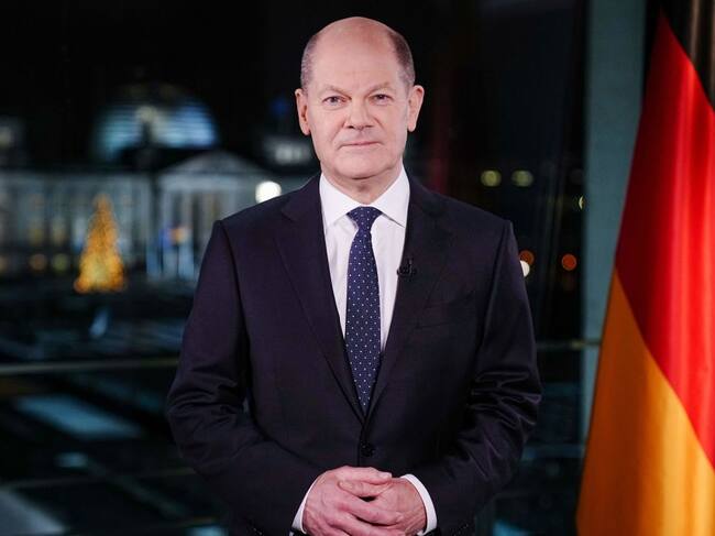 El canciller germano Olaf Scholz durante su mensaje de final de año