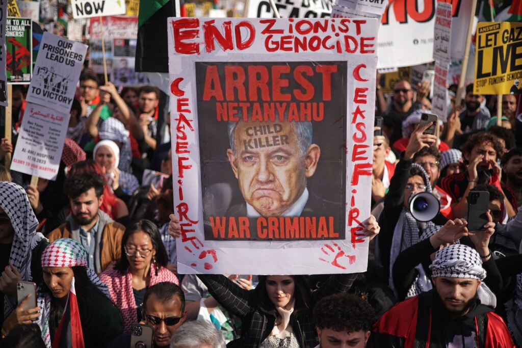 Manifestación en contra de Israel y Netanyahu en Washington de EEUU