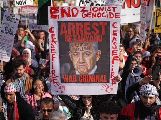 Manifestación en contra de Israel y Netanyahu en Washington de EEUU