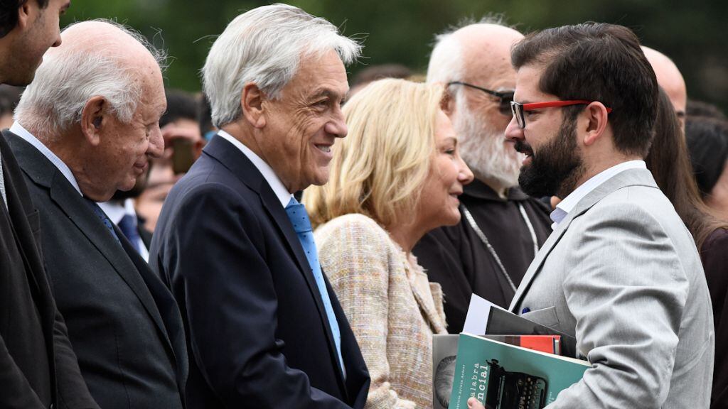 Los expresidentes Ricardo Lagos y Sebastián Piñera llegaron a la inauguración. / Agencia Uno.