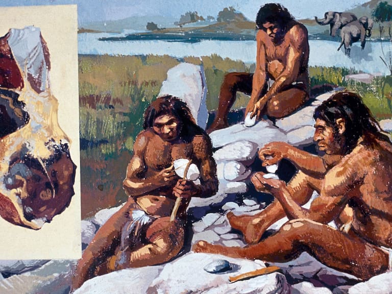 Neanderthals making weapons and tools. (Photo by Prisma/UIG/Getty Images)