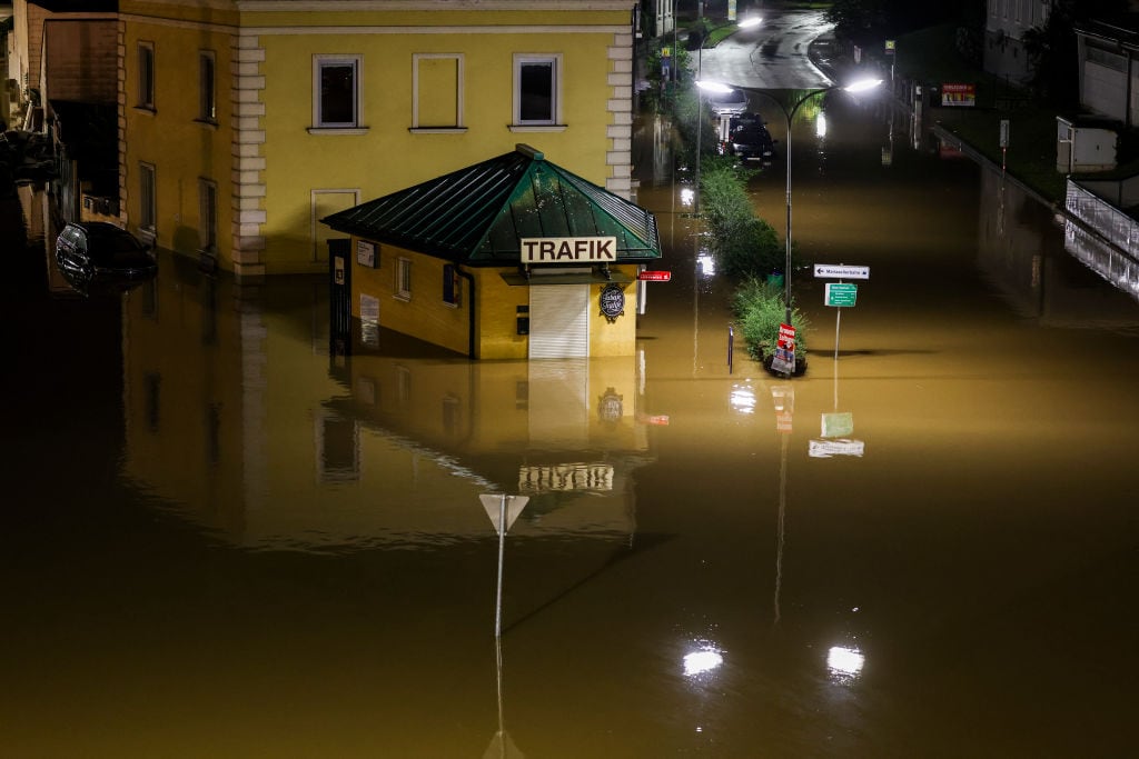 El temporal Boris provoca inundaciones en zonas de la ciudad de Sankt Pölten en Austria de Europa