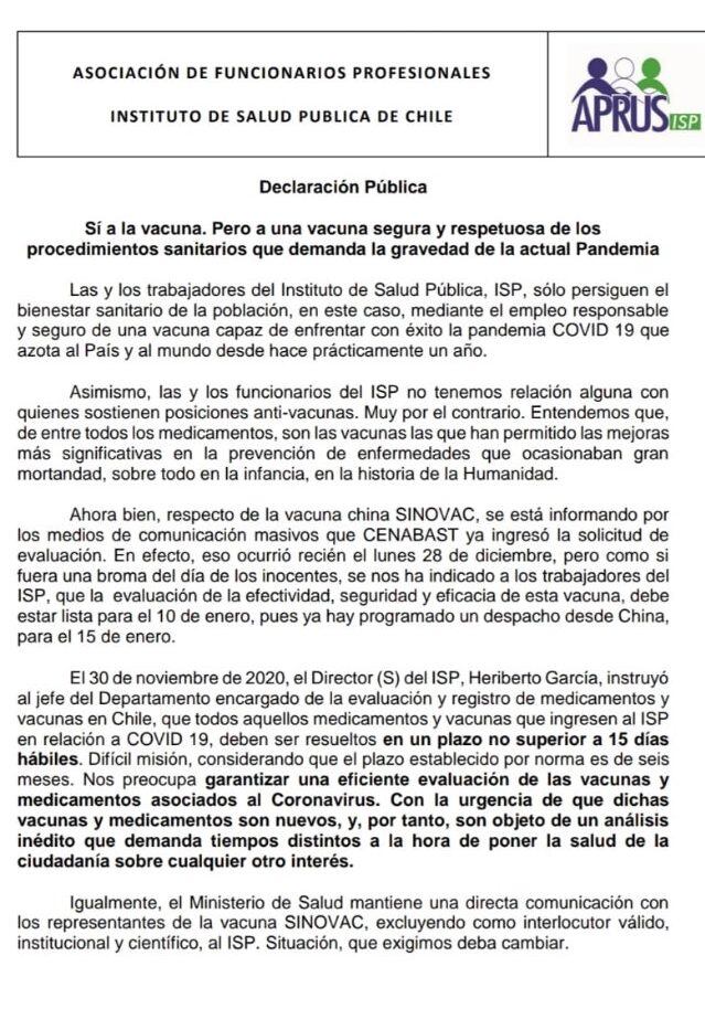 Carta Funcionarios ISP