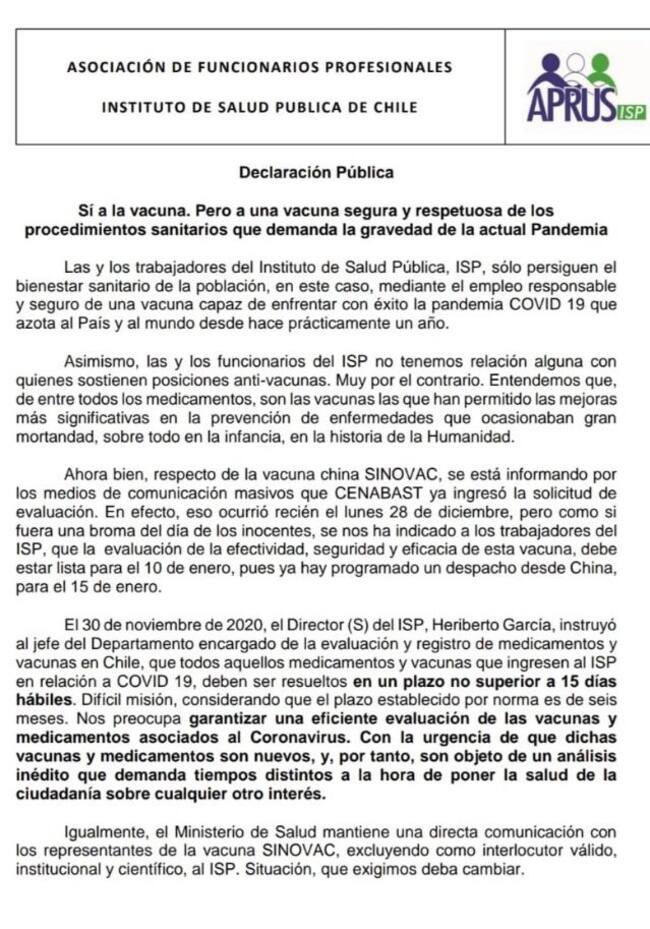 Carta Funcionarios ISP