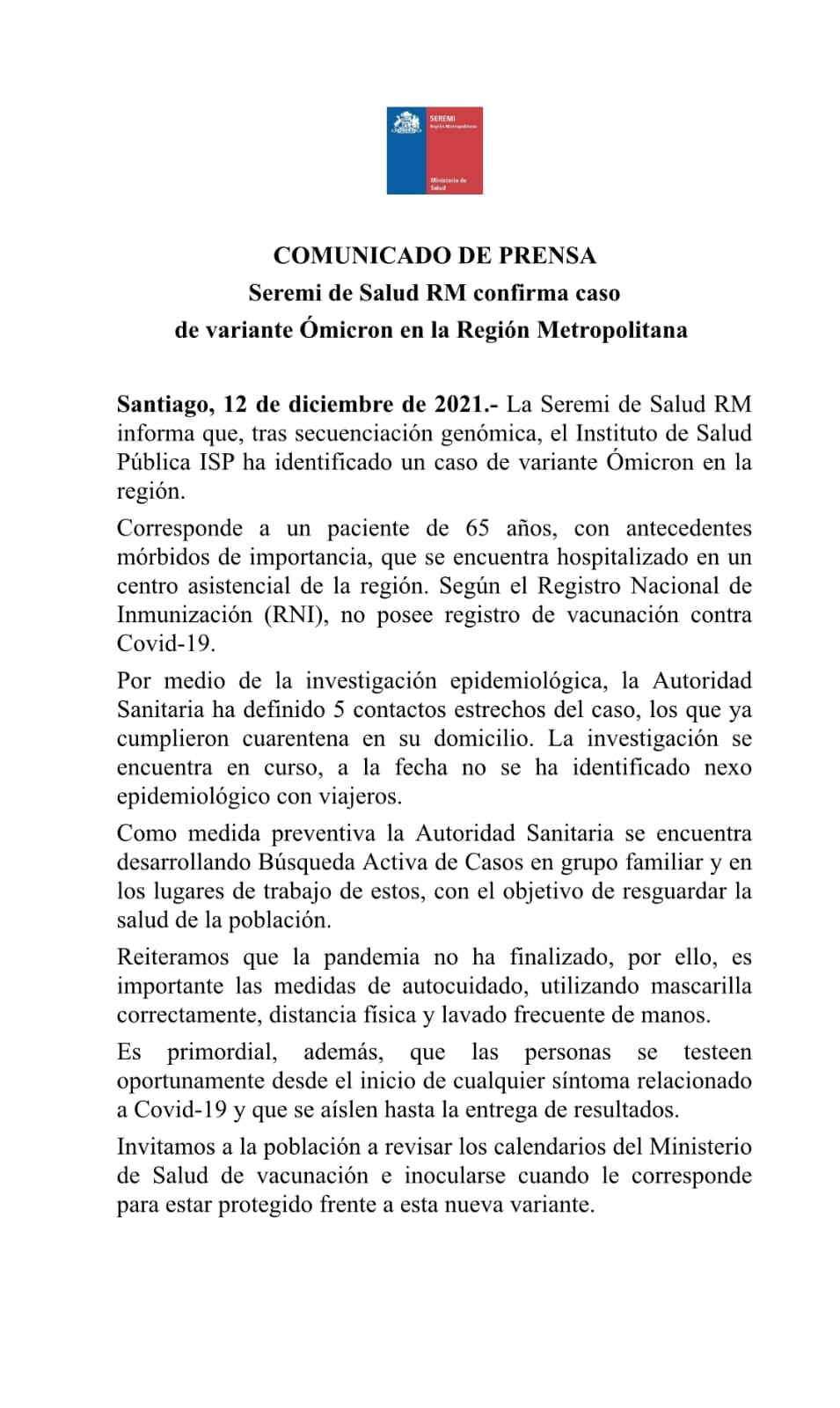 Fuente: Seremi de Salud RM.