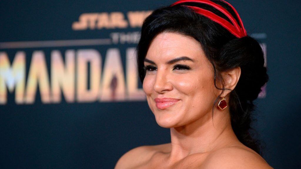US actress Gina Carano arrives for Disney+ World Premiere of "The Mandalorian" at El Capitan theatre in Hollywood on November 13, 2019. (Photo by Nick Agro / AFP) (Photo by NICK AGRO/AFP via Getty Images)