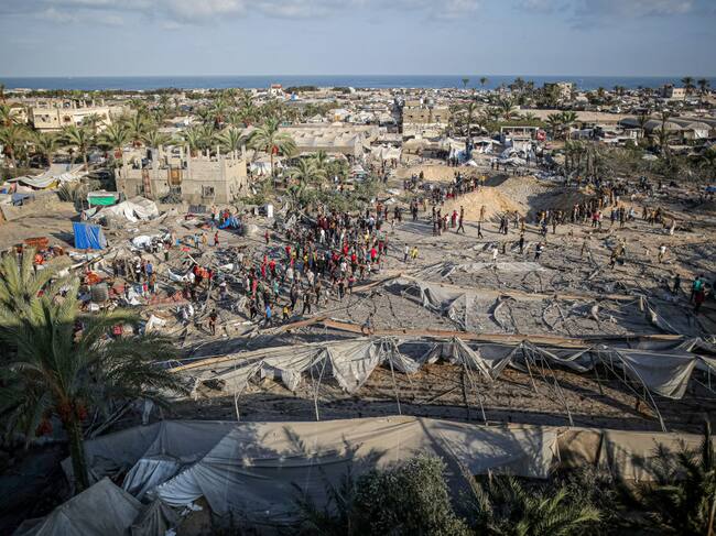 Un campamento humanitario en la Franja de Gaza en Palestina fue bombardeado por la fuerza aérea de Israel