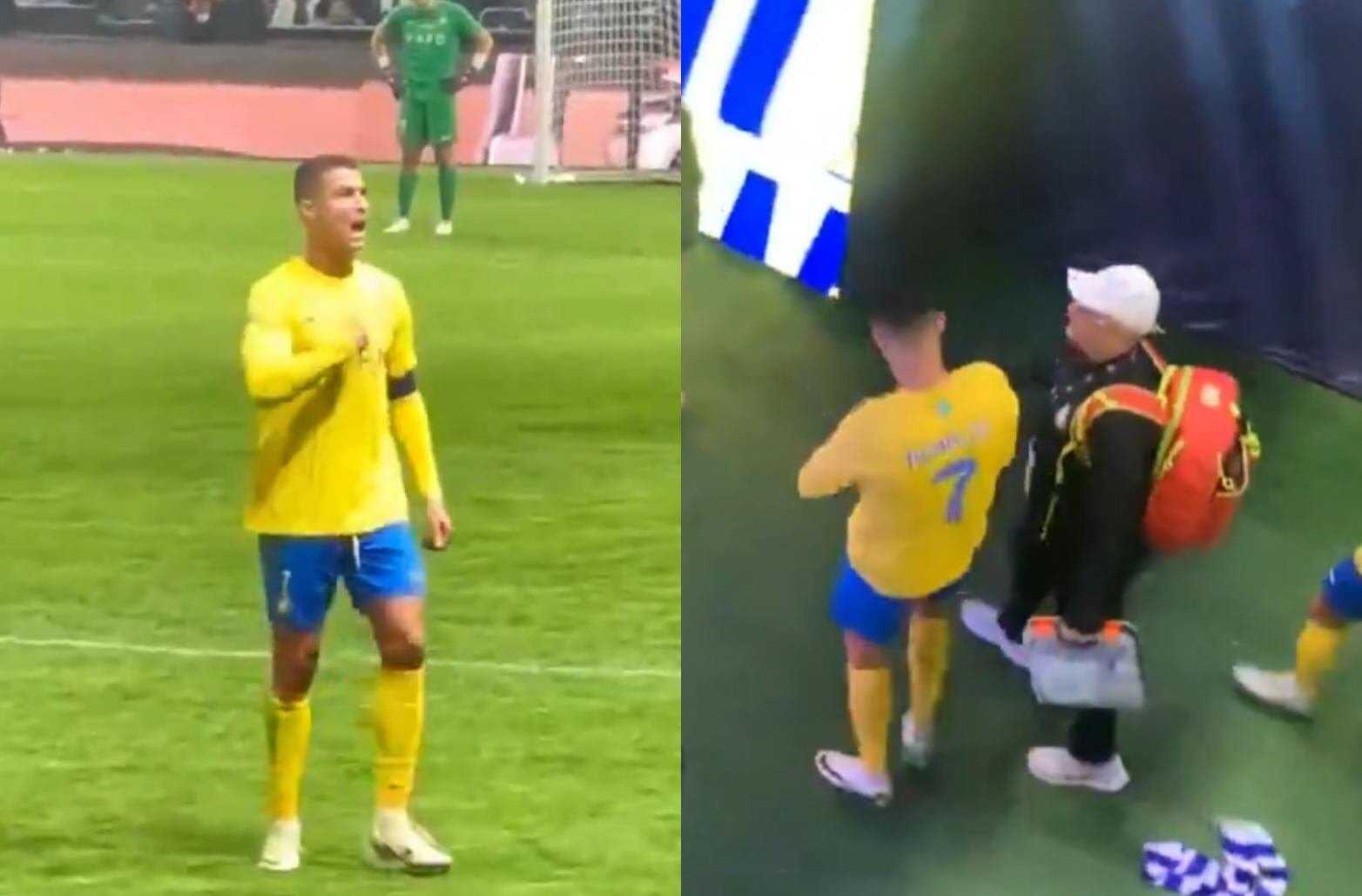 Cristiano Ronaldo estalla por gritos del público y protagoniza vulgar gesto | Captura