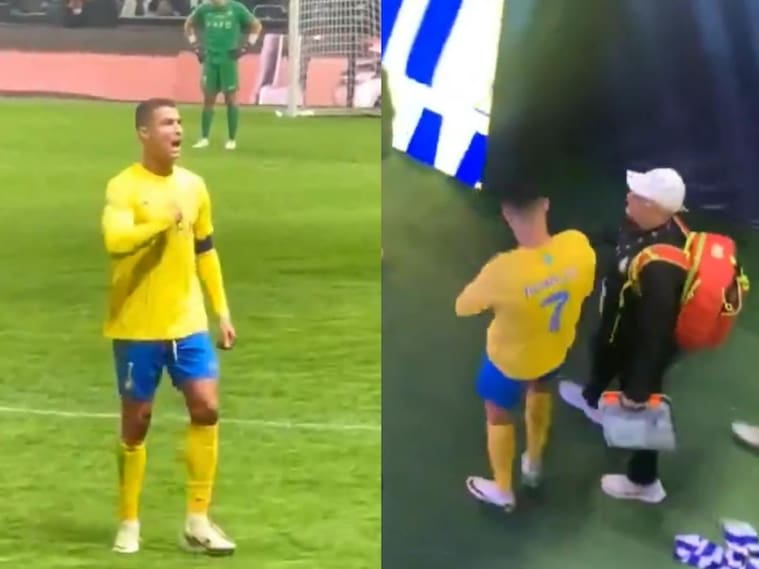 Cristiano Ronaldo estalla por gritos del público y protagoniza vulgar gesto | Captura