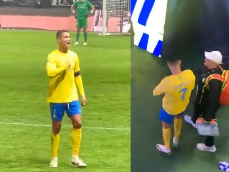Cristiano Ronaldo estalla por gritos del público y protagoniza vulgar gesto | Captura