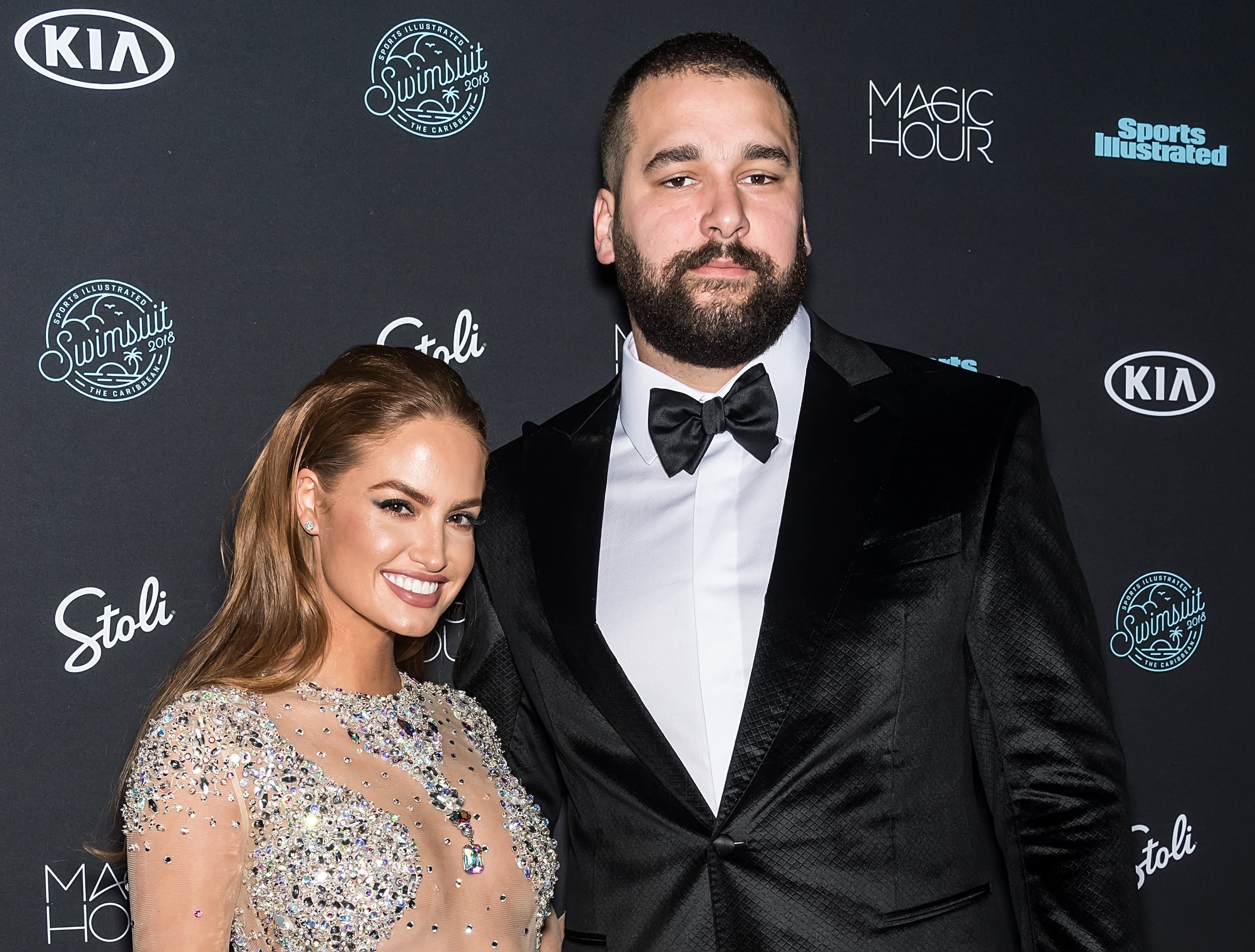 NEW YORK, NY - FEBRUARY 14: Model Haley Kalil and football offensive tackle Matt Kalil attend the 2018 Sports Illustrated Swimsuit Issue Launch Celebration at Magic Hour at Moxy Times Square on February 14, 2018 in New York City. (Photo by Gilbert Carrasquillo/FilmMagic)