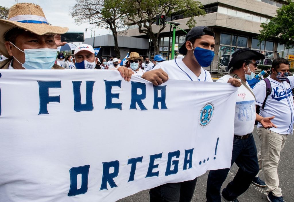 Protestas en contra del régimen de Daniel Ortega de nicaragüenses en Costa Rica