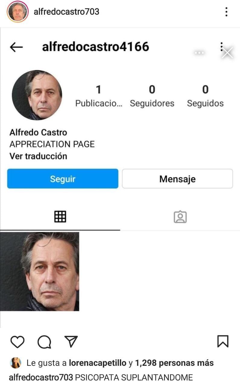 Captura | Instagram Alfredo Castro