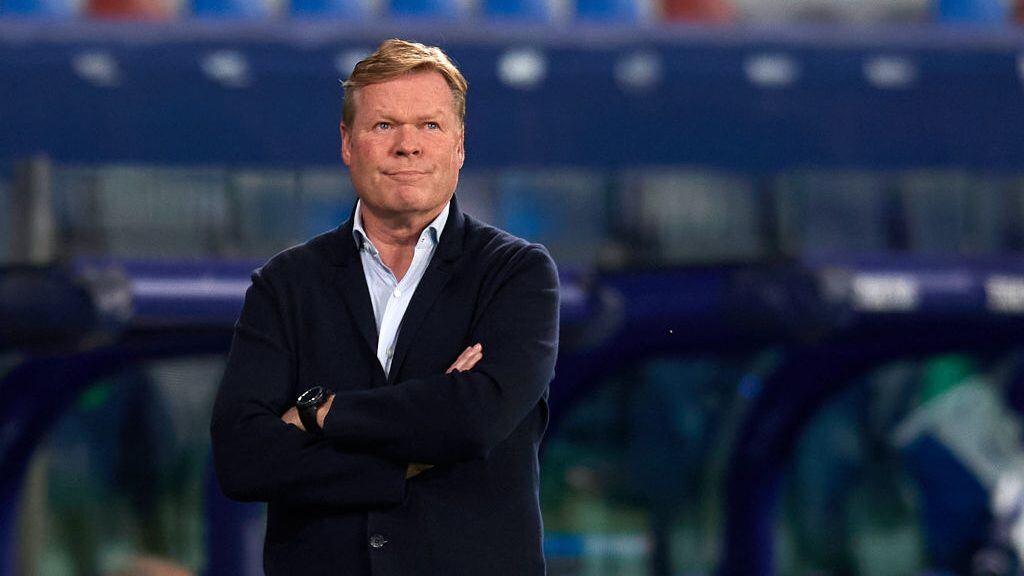 Ronald Koeman head coach of Barcelona during the La Liga Santander match between Levante UD and FC Barcelona at Ciutat de Valencia Stadium on May 11, 2021 in Valencia, Spain. Sporting stadiums around Spain remain under strict restrictions due to the Coronavirus Pandemic as Government social distancing laws prohibit fans inside venues resulting in games being played behind closed doors. (Photo by Jose Breton/Pics Action/NurPhoto via Getty Images)