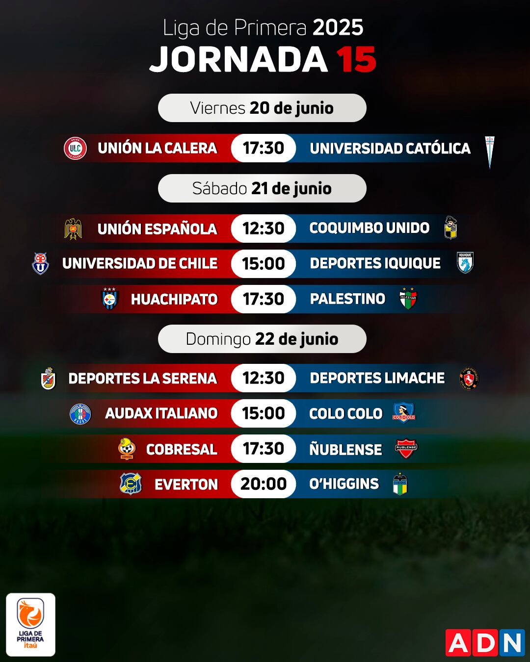 Fecha 15 del Campeonato Nacional, en vivo, en directo, online, y TV