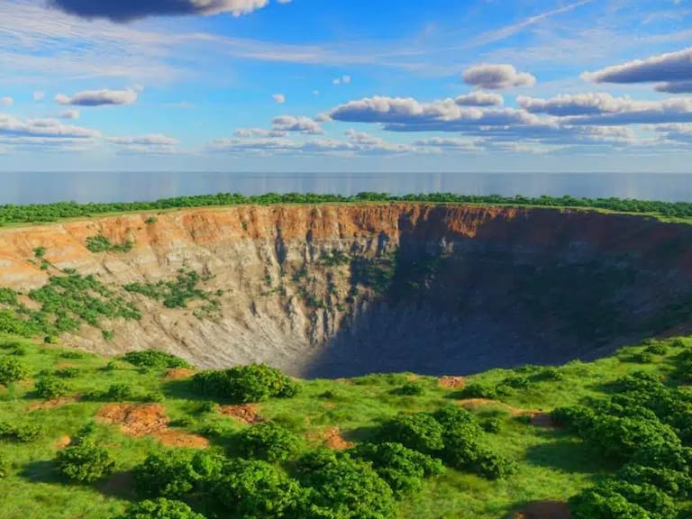 Ilustración del cráter de impacto Jinlin descubierto en el sur de China