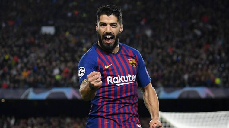 BARCELONA, SPAIN - MAY 01: Luis Suarez of Barcelona celebrates after he scores his sides first goal during the UEFA Champions League Semi Final first leg match between Barcelona and Liverpool at the Nou Camp on May 01, 2019 in Barcelona, Spain. (Photo by Matthias Hangst/Getty Images)