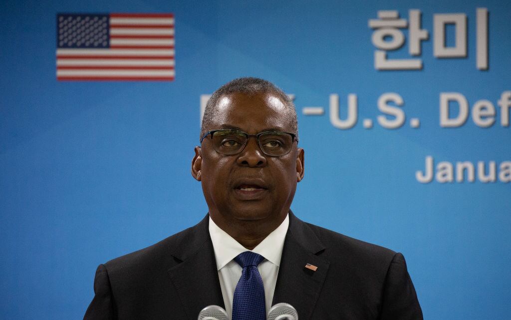 El secretario de defensa de los Estados Unidos, Lloyd Austin, ante los medios de comunicación