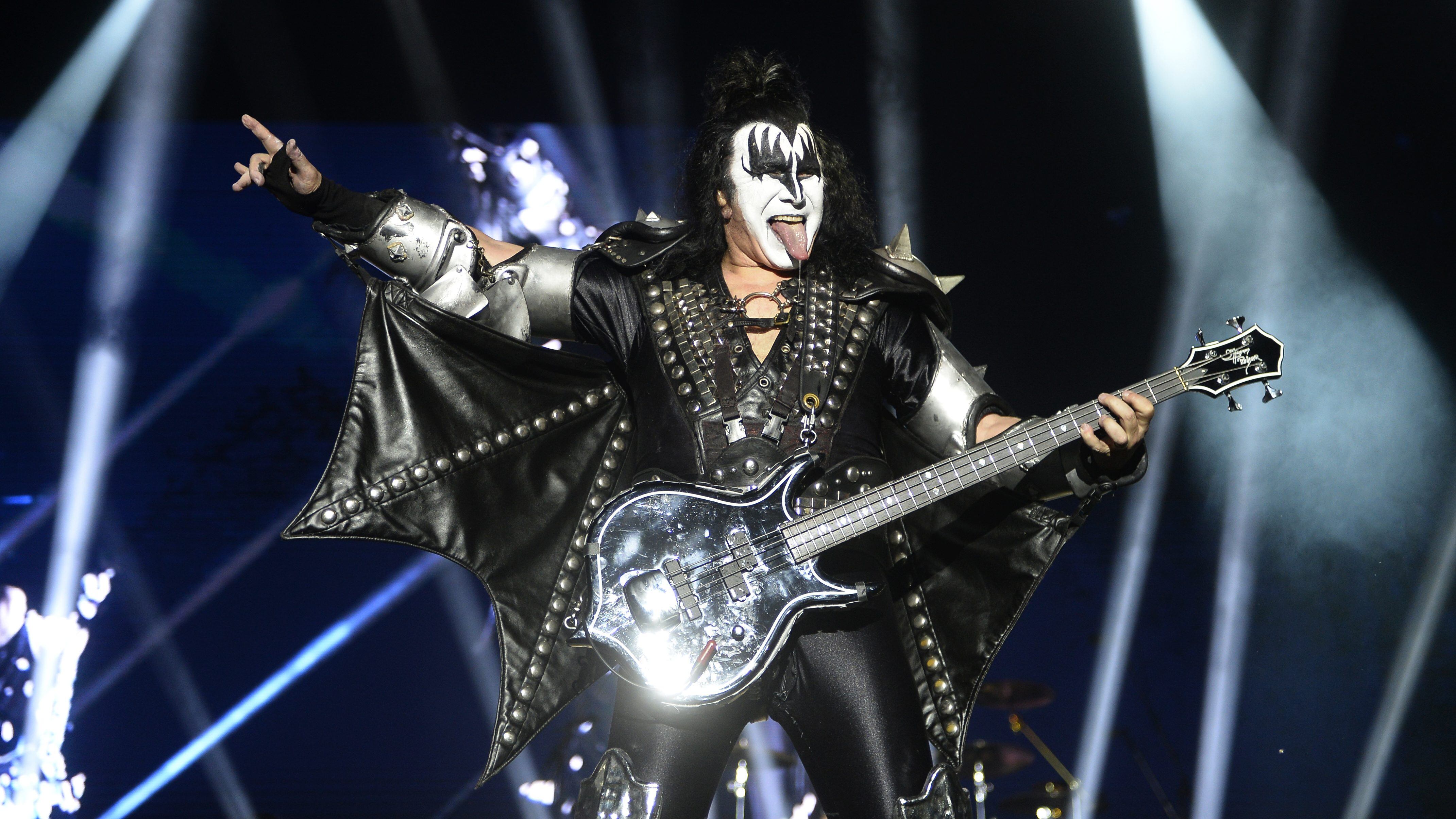 Gene Simmons, member of the hard rock band "Kiss" performs during the Resurrection Fest music festival in Viveiro, northern Spain, on July 14, 2018. (Photo by MIGUEL RIOPA / AFP)        (Photo credit should read MIGUEL RIOPA/AFP via Getty Images)