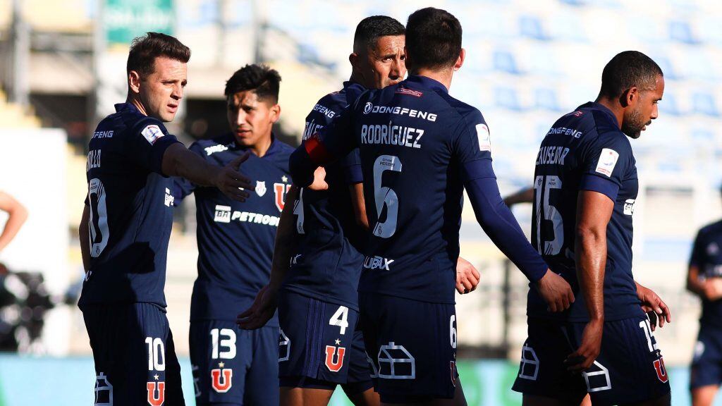 14 DE SEPTIEMBRE DE 2020/RANCAGUAUniversidad de Chile celebra al terminar el partido, durante el partido valido por la undcima fecha del Campeonato Nacional AFP PlanVital 2020, entre Universidad de Chile vs Cobresal, disputado en el estadio El Teniente.
FOTO: SEBASTIAN ORIA/AGENCIAUNO