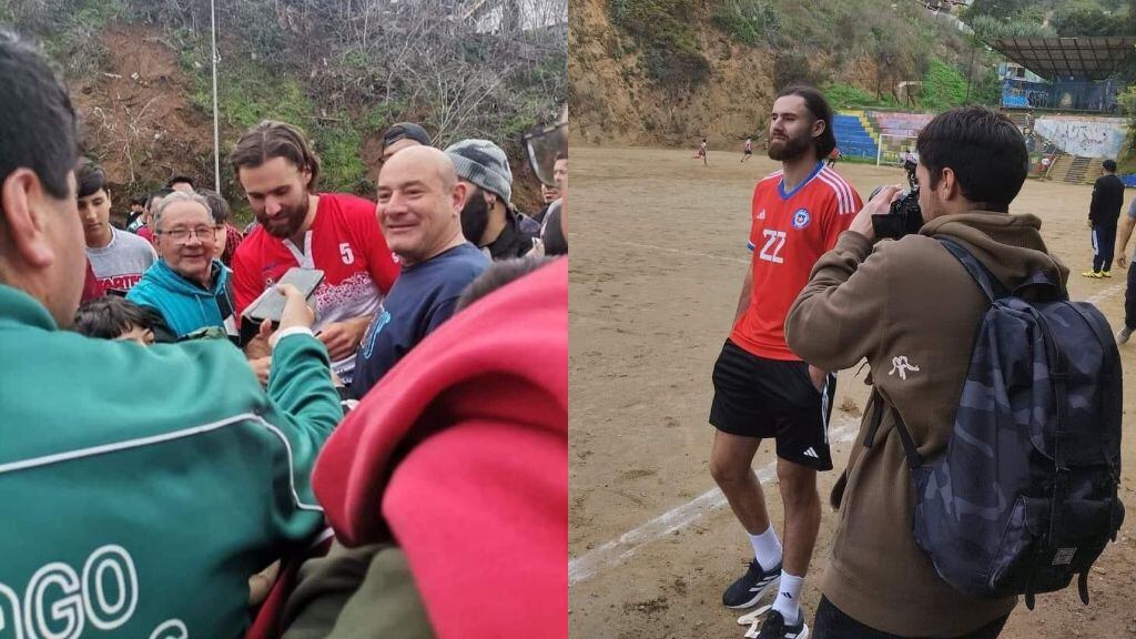 Ben Brereton juega fútbol con vecinos de Valparaíso durante rodaje de su serie "Breretour"