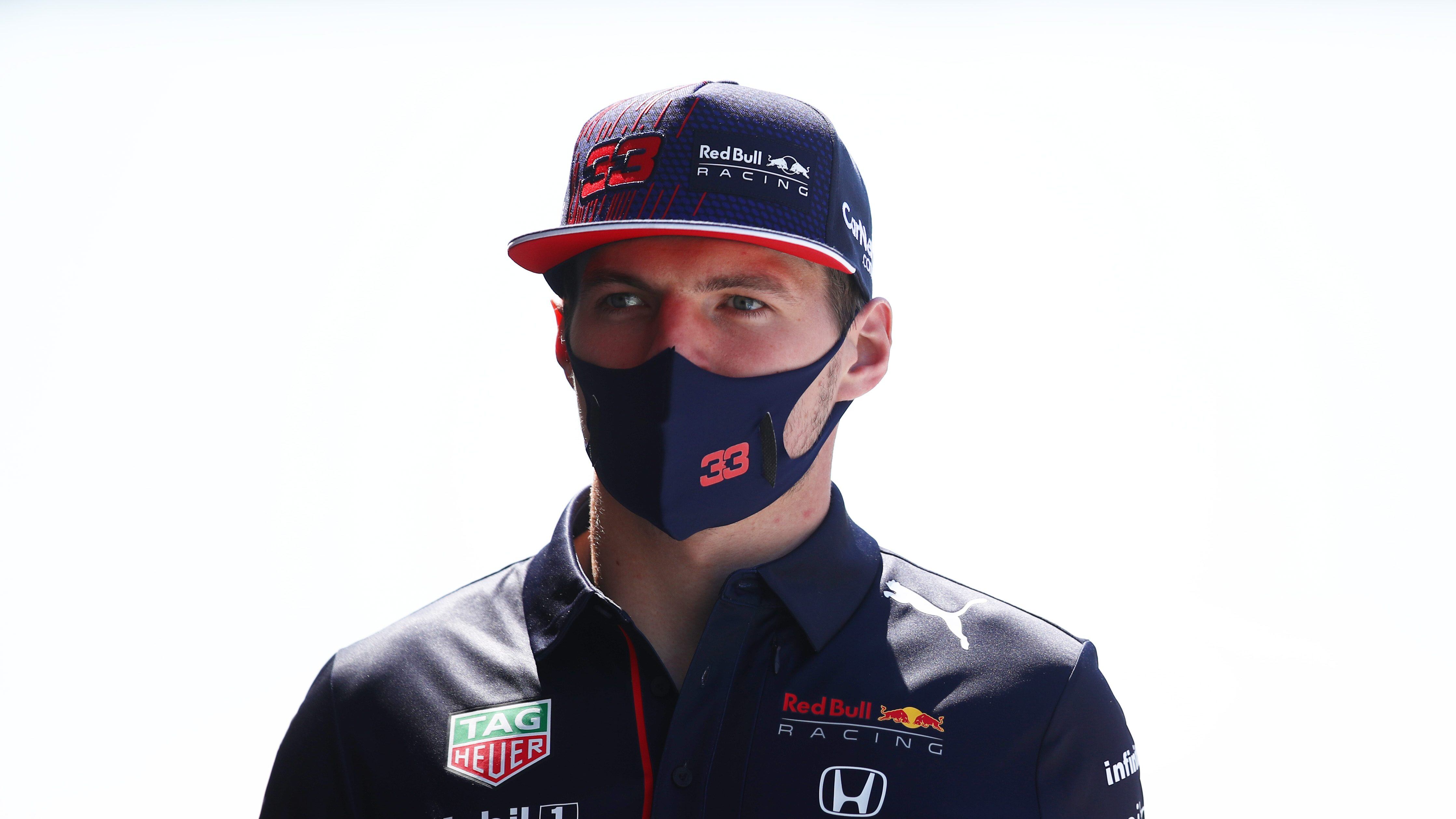 NORTHAMPTON, ENGLAND - JULY 18: Max Verstappen of Netherlands and Red Bull Racing looks on before the F1 Grand Prix of Great Britain at Silverstone on July 18, 2021 in Northampton, England. (Photo by Mark Thompson/Getty Images)