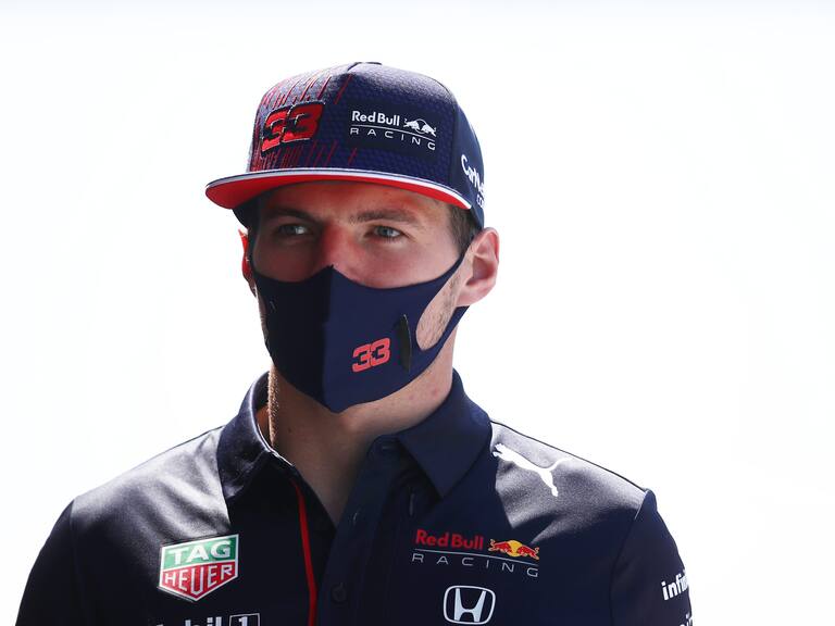 NORTHAMPTON, ENGLAND - JULY 18: Max Verstappen of Netherlands and Red Bull Racing looks on before the F1 Grand Prix of Great Britain at Silverstone on July 18, 2021 in Northampton, England. (Photo by Mark Thompson/Getty Images)