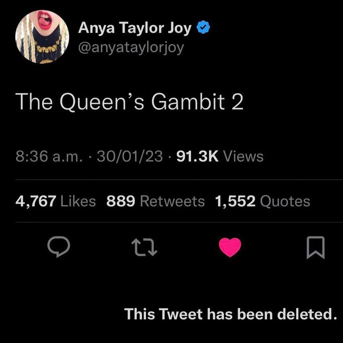 Tweet borrador de Anya Taylor Joy.