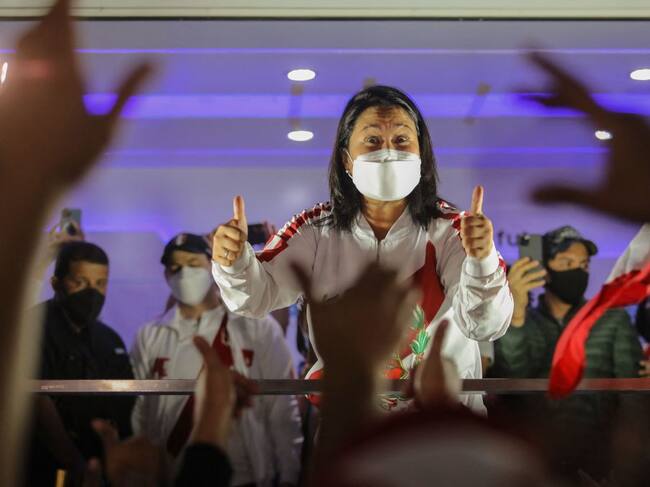 La ultraderechista Keiko Fujimori en un acto de campaña durante 2021