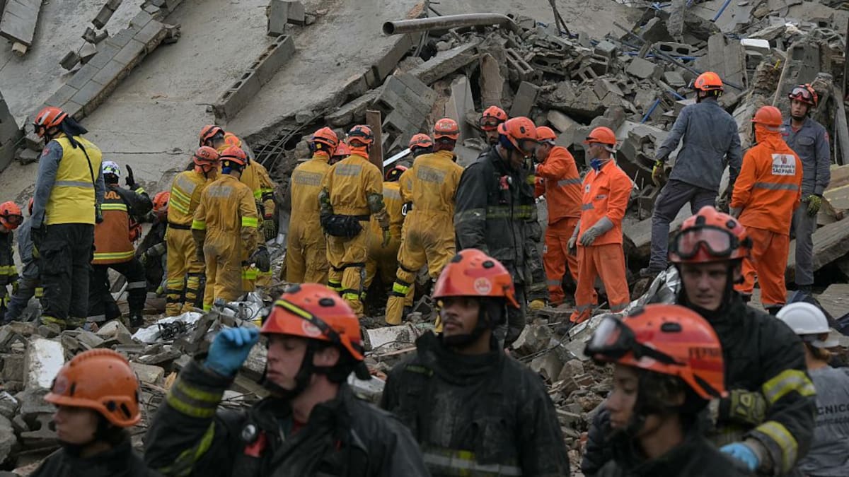 Tragedia en São Paulo: las dramáticas imágenes de un edificio de 12 pisos tras desplomarse sobre una vivienda