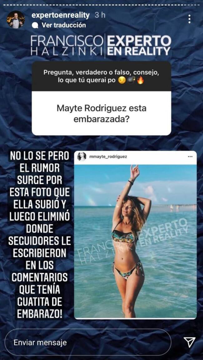 Historia de Francisco Halzinki sobre supuesto embarazo de Mayte Rodríguez | @expertoenreality