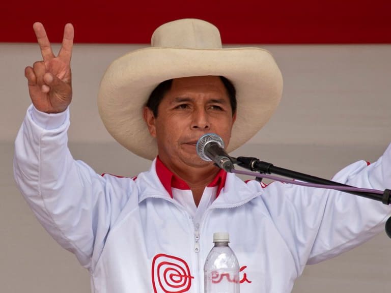 El presidenciable de la izquierda peruana Pedro Castillo