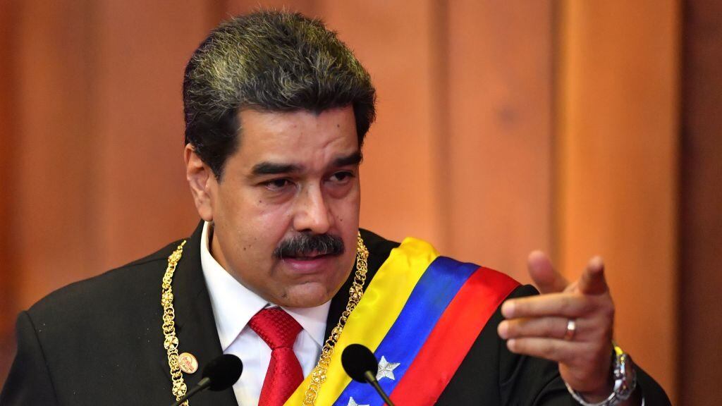 Venezuela's President Nicolas Maduro delivers a speech after being sworn-in for his second mandate, at the Supreme Court of Justice (TSJ) in Caracas on January 10, 2019. - Maduro begins a new term that critics dismiss as illegitimate, with the economy in free fall and the country more isolated than ever. (Photo by Yuri CORTEZ / AFP)        (Photo credit should read YURI CORTEZ/AFP via Getty Images)