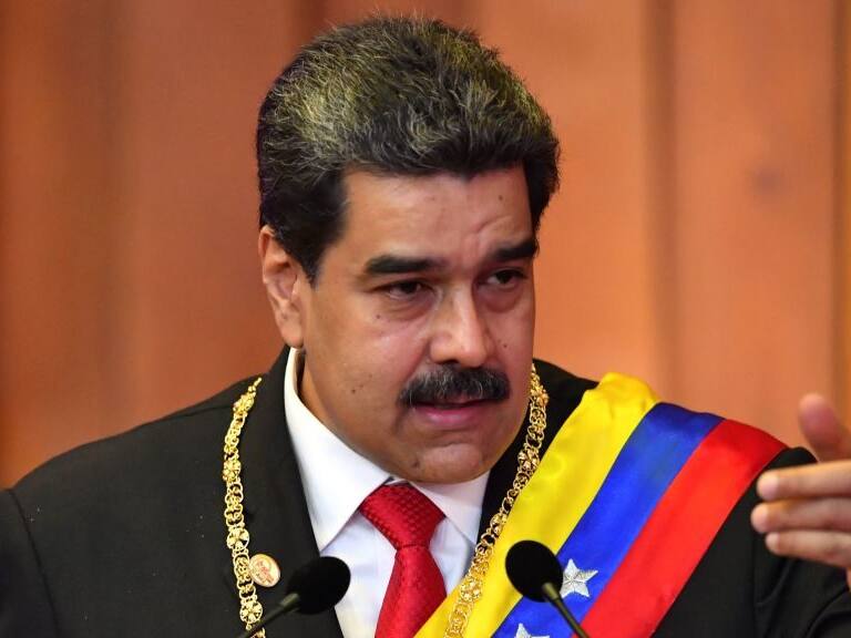 Venezuela's President Nicolas Maduro delivers a speech after being sworn-in for his second mandate, at the Supreme Court of Justice (TSJ) in Caracas on January 10, 2019. - Maduro begins a new term that critics dismiss as illegitimate, with the economy in free fall and the country more isolated than ever. (Photo by Yuri CORTEZ / AFP) (Photo credit should read YURI CORTEZ/AFP via Getty Images)