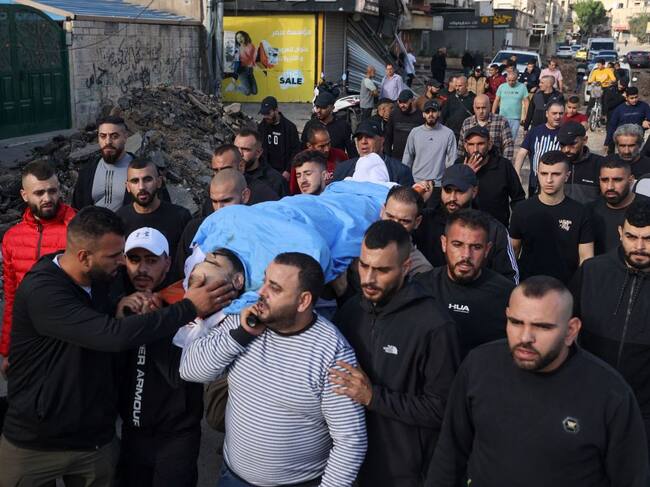 Funeral de un palestino asesinado en un ataque de Israel contra Cisjordania